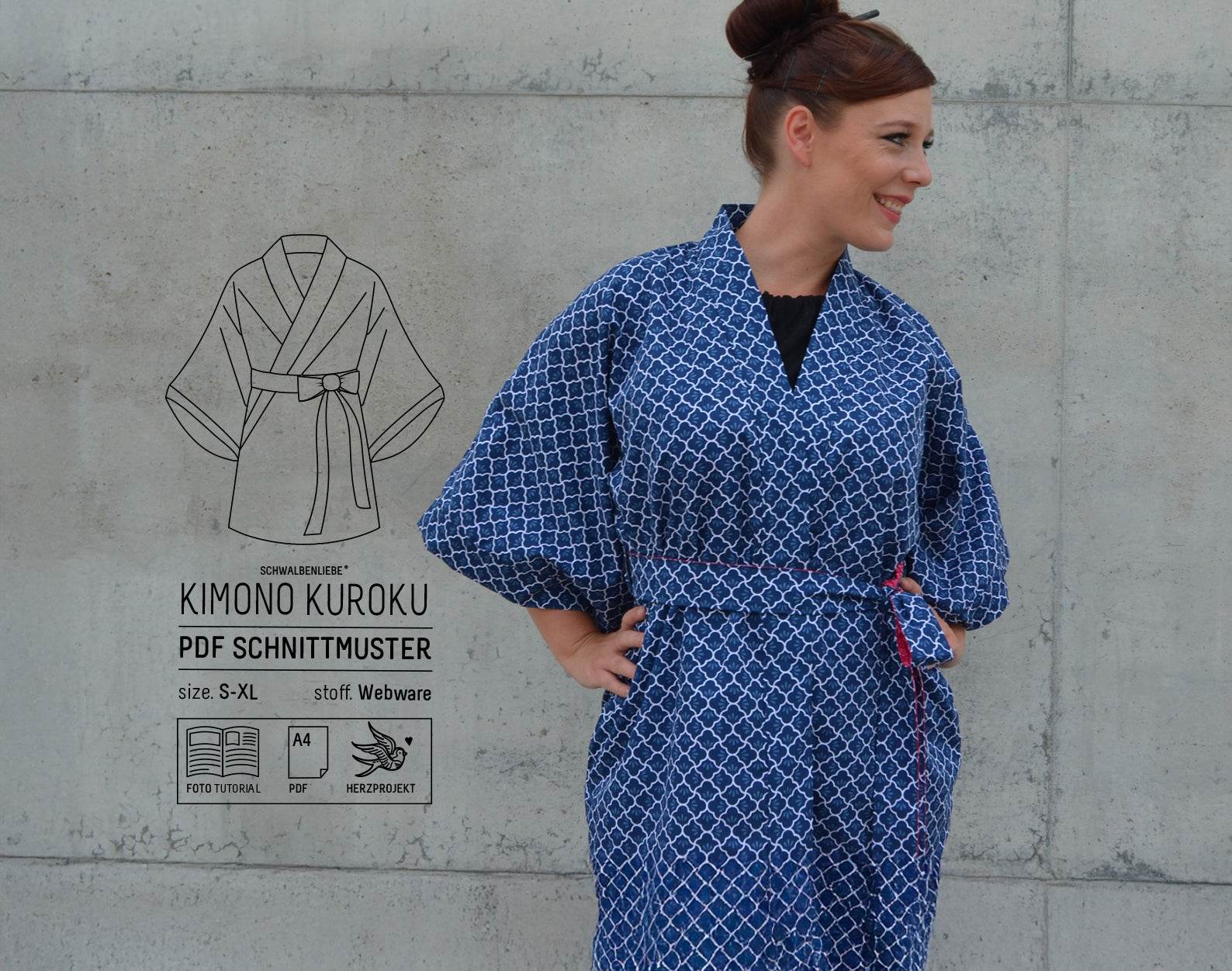 Kimono Kuroku | Schnittmuster + Anleitung für Damen | Gr.S - XL | Anfänger - Sewando