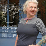 Shirt Mit Herzausschnitt & Manschetten | Schnittmuster+ Anleitung | Gr. 32-58 | Anfänger - Sewando