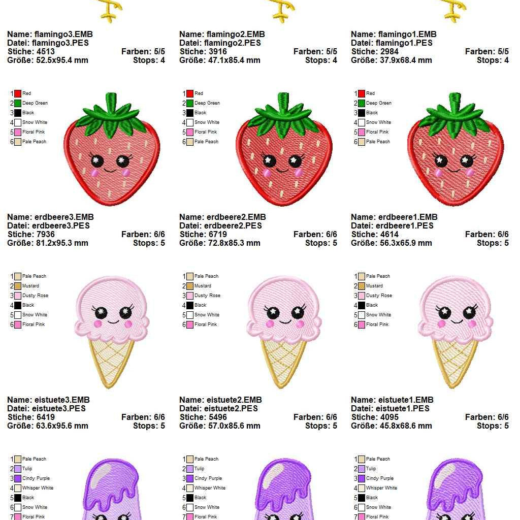 Stickdatei Set Sommermotive 10 Designs in je 3 Größen - Sewando
