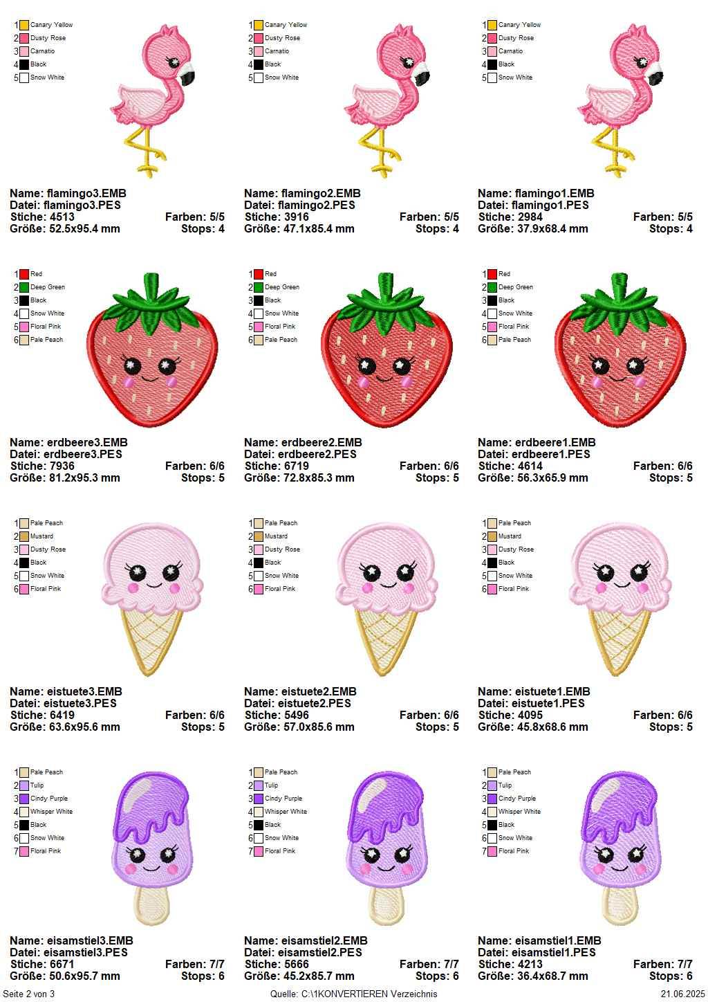 Stickdatei Set Sommermotive 10 Designs in je 3 Größen - Sewando