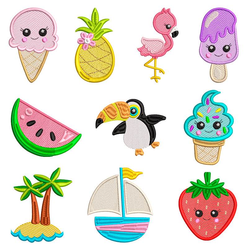Stickdatei Set Sommermotive 10 Designs in je 3 Größen - Sewando
