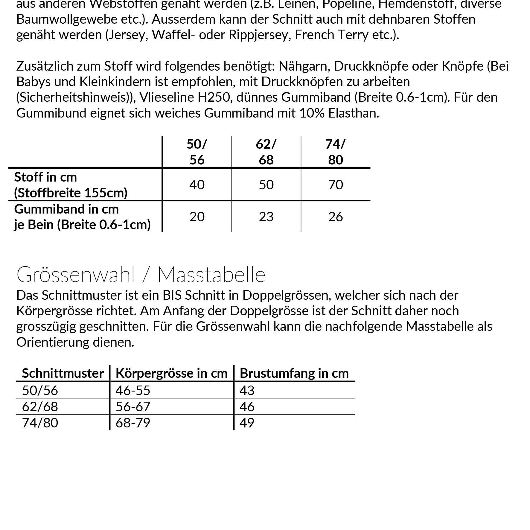 Sommerliebling: Romper & Kleid, Schnittmuster Grösse 50-80 - Sewando