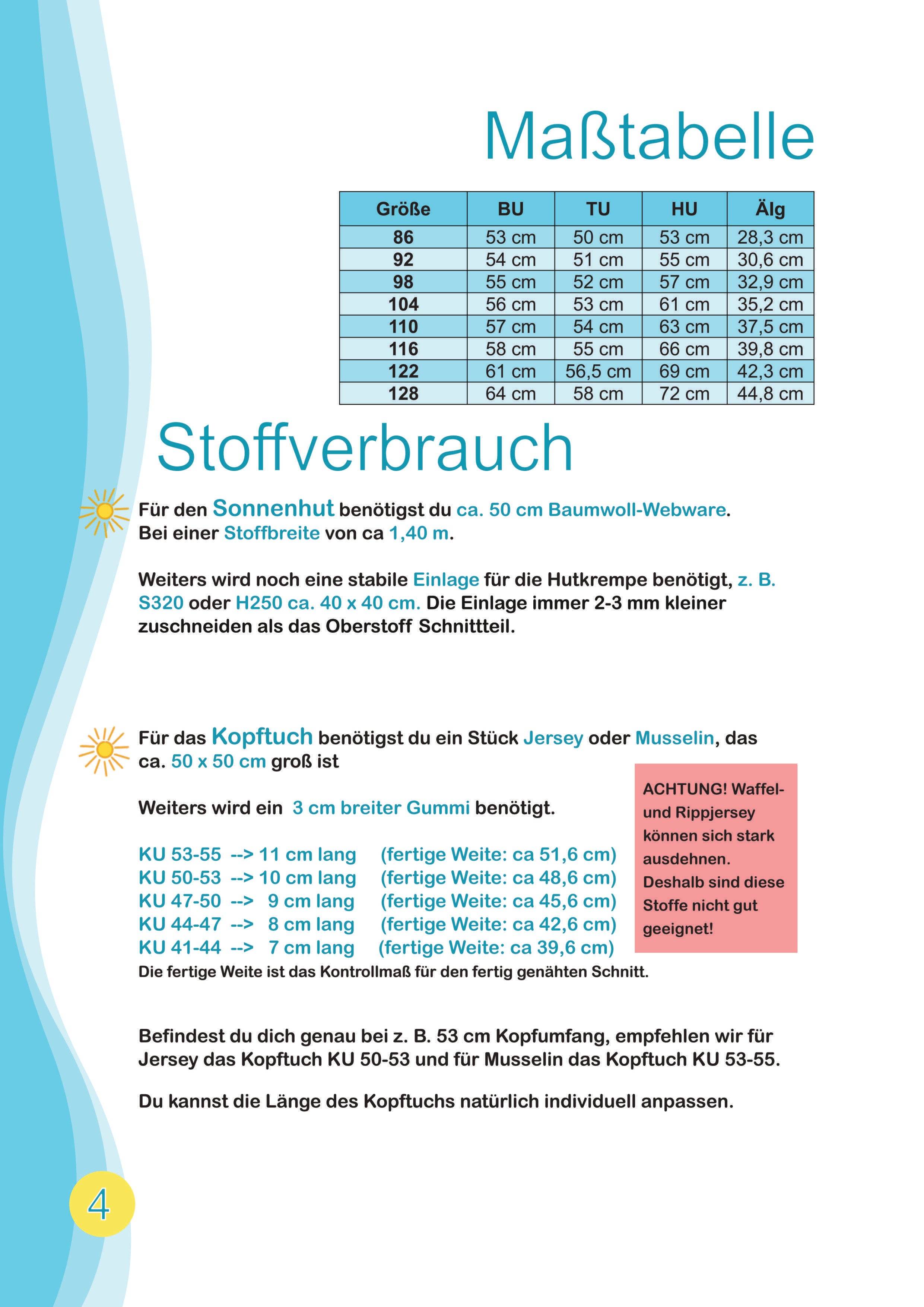 Schnittmuster Ebook Sommer Set Sonnenhut, Kopftuch, Badeponcho Gr. 86-128 : - Sewando