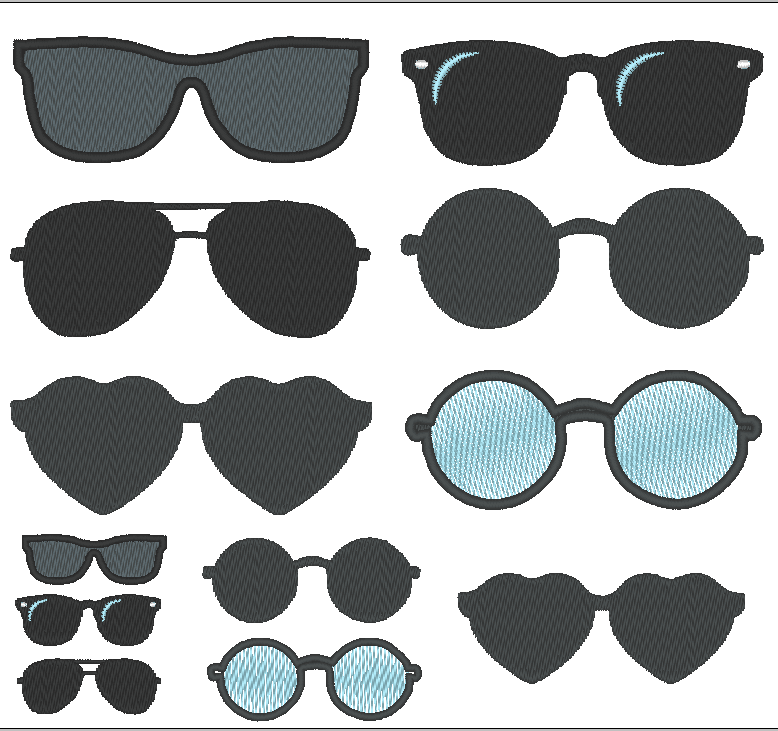 Stickdatei - Sonnenbrille gefüllt für Kuscheltiere Kissen Bettschlagen - Sewando
