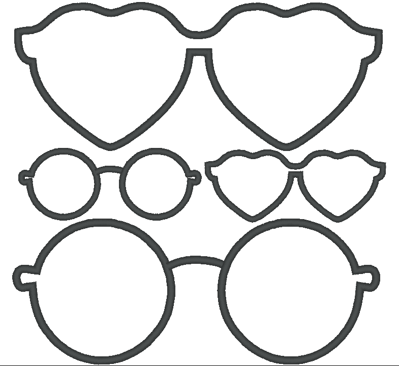 Stickdatei - Sonnenbrille Stoffapplikation für Kuscheltiere Kissen Bettschlagen - Sewando