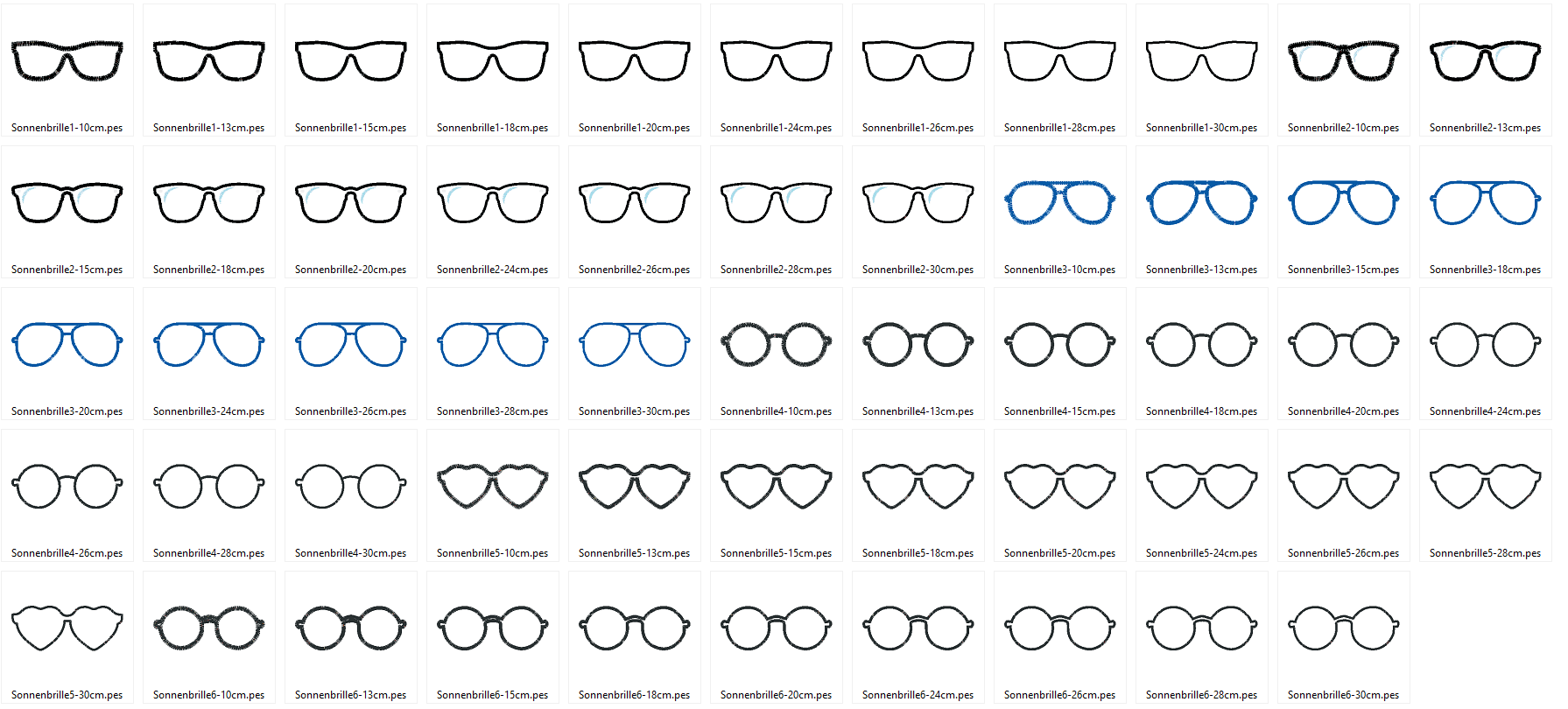 Stickdatei - Sonnenbrille Stoffapplikation für Kuscheltiere Kissen Bettschlagen - Sewando