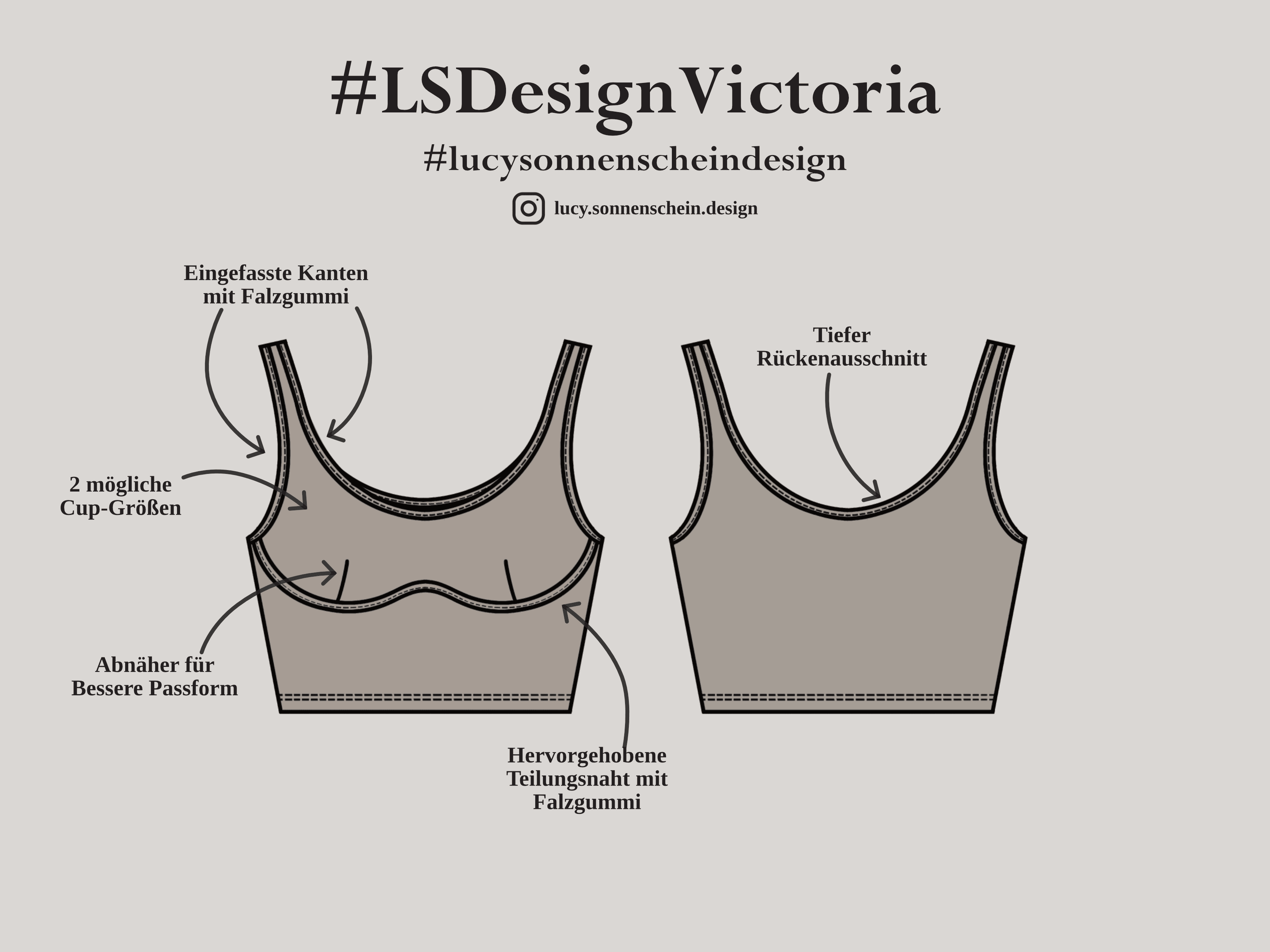 Bra-Top Sporttop - Victoria - Schnittmuster - Gr. XS-XL - Sewando