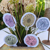 Stickdatei Sommerliebe  Mosaik Stabhalter / Blumenstecker Set 2692/2 Blume, Schmetterling, Biene, Pusteblume Kolibri