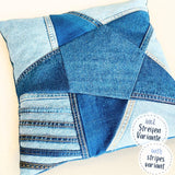 Schnittmuster, Sternen-Kissen nähen mit Hotelverschluss, Jeans Upcycling , 2 Größen: 35 × 35 cm und 40 × 40 cm