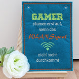 3x Stickdatei "Gamer WLan" ITH Schild