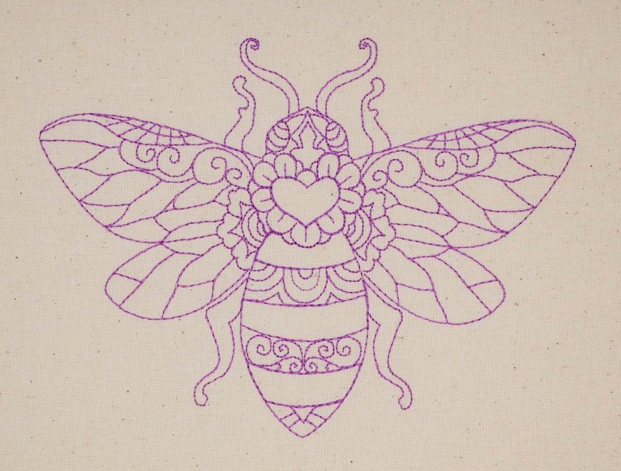 Stickdatei Set 4 Bienen sommerliche Linart Stickerei - Sewando