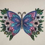 Stickdatei Schmetterling Open Curved Fills Vollstick mit Blumen - Sewando