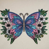 Stickdatei Schmetterling Open Curved Fills Vollstick mit Blumen - Sewando