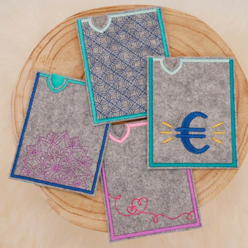 Stickdatei Set für ITH EC-Karten Hüllen oder für Kundenkarten & Visitenkarten - Sewando