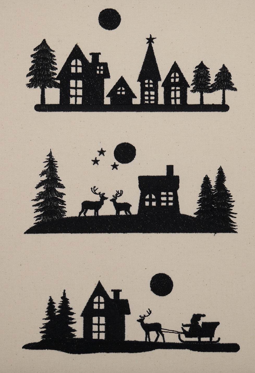Stickdatei Set weihnachtliche Sillhouetten Scherenschnitt mit Schriftzügen + ITH Anhänger - Sewando