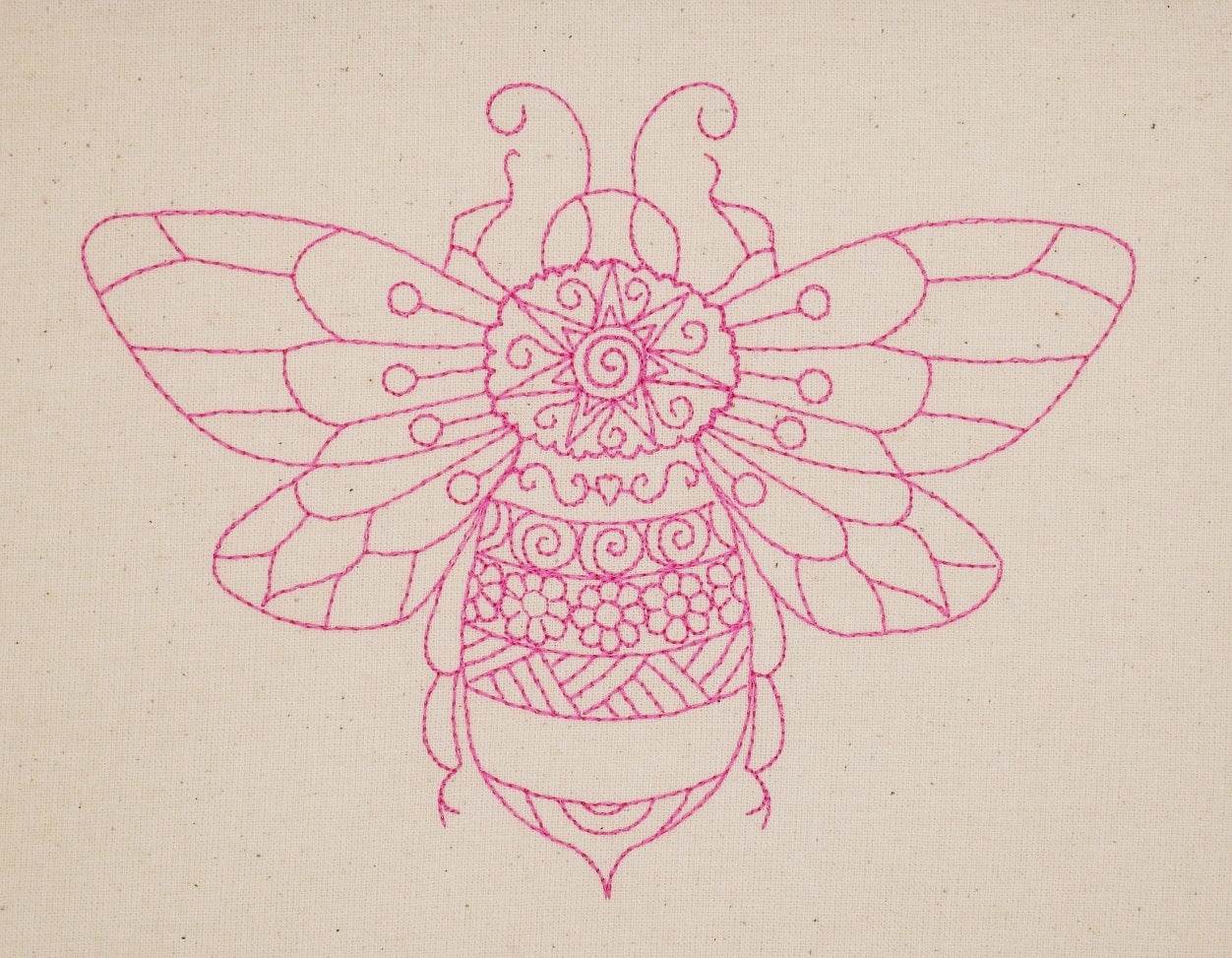 Stickdatei Set 4 Bienen sommerliche Linart Stickerei - Sewando