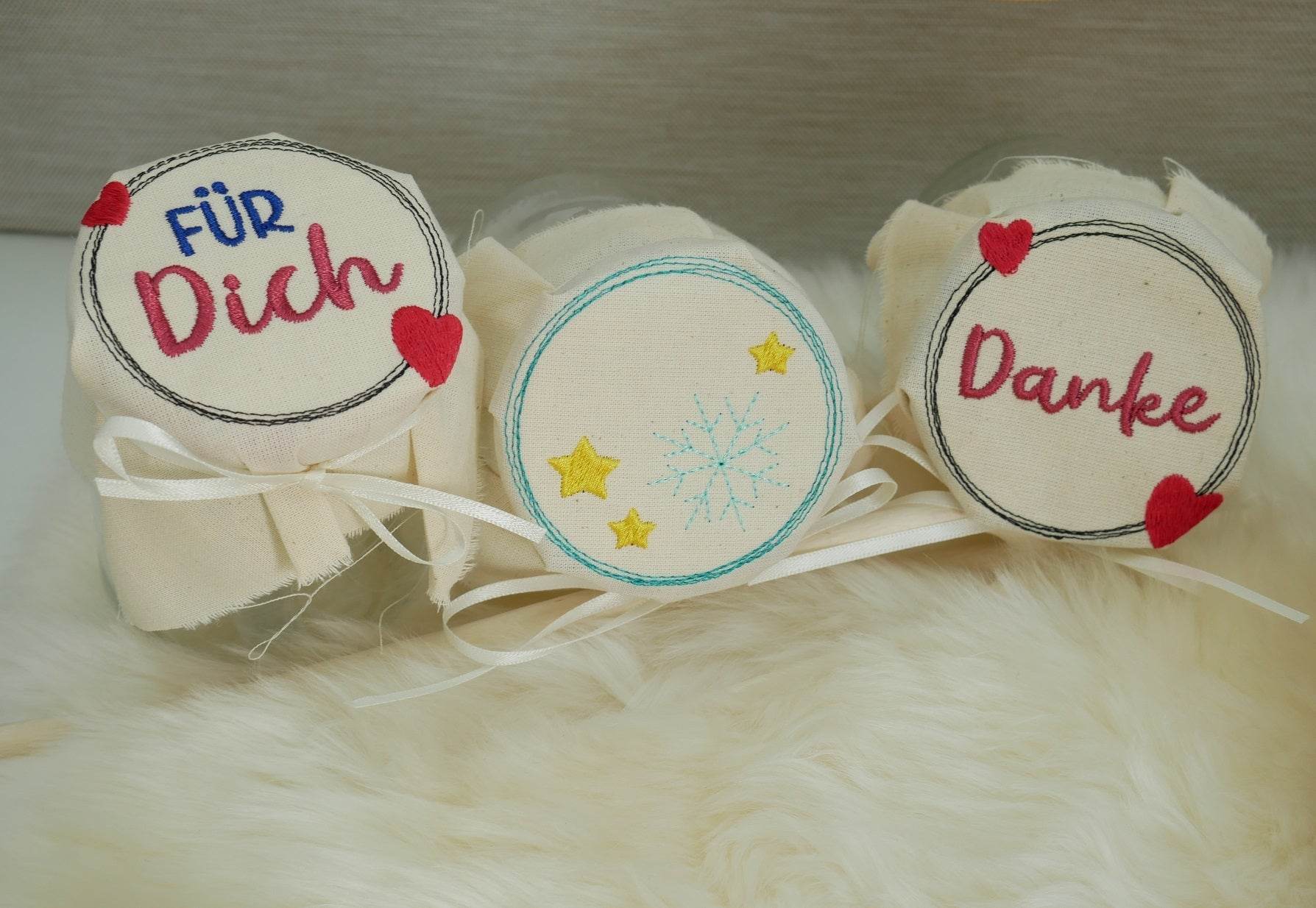 Stickdatei Set Doodle Buttons für Marmeladenglas-Hauben & Co. - Sewando