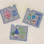 Stickdatei Set ITH Schoko- & Geschenkhüllen Gnome zum Geburtstag, Ostern, Weihnachten, Genesung & Danke - Sewando