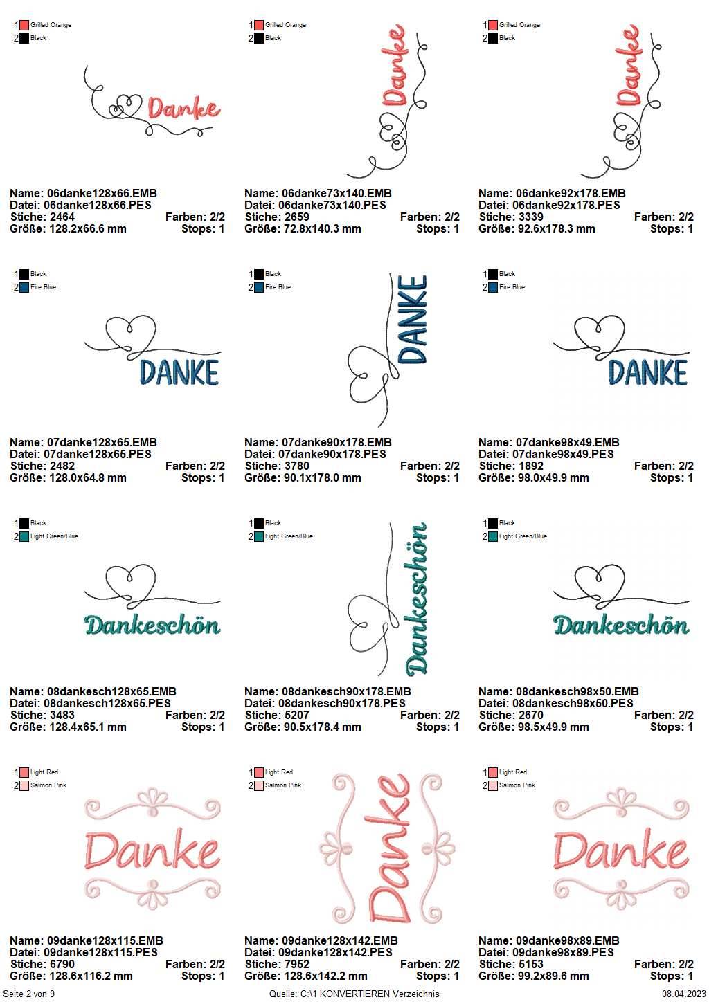 Stickdatei Set Danke ITH Schokohüllen, ITH Grußkarte, Anhänger und Einzelmotive - Sewando