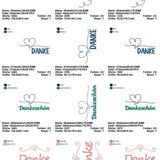 Stickdatei Set Danke ITH Schokohüllen, ITH Grußkarte, Anhänger und Einzelmotive - Sewando