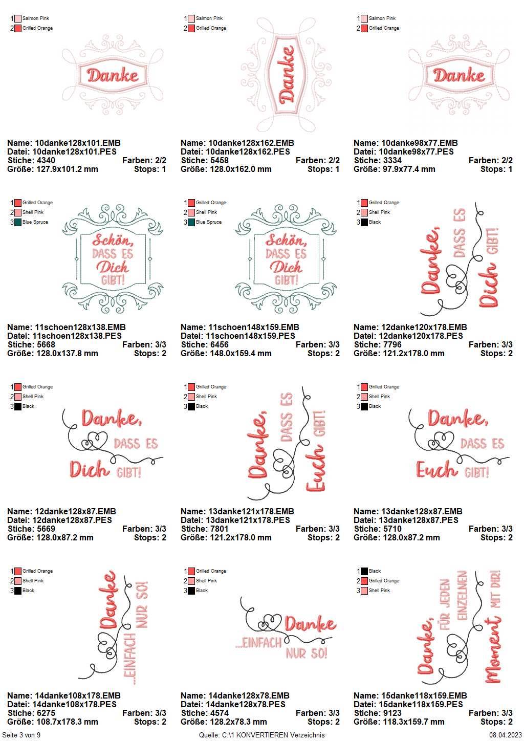 Stickdatei Set Danke ITH Schokohüllen, ITH Grußkarte, Anhänger und Einzelmotive - Sewando