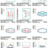 Stickdatei Set Danke ITH Schokohüllen, ITH Grußkarte, Anhänger und Einzelmotive - Sewando