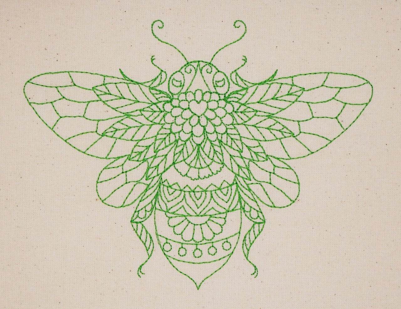 Stickdatei Set 4 Bienen sommerliche Linart Stickerei - Sewando
