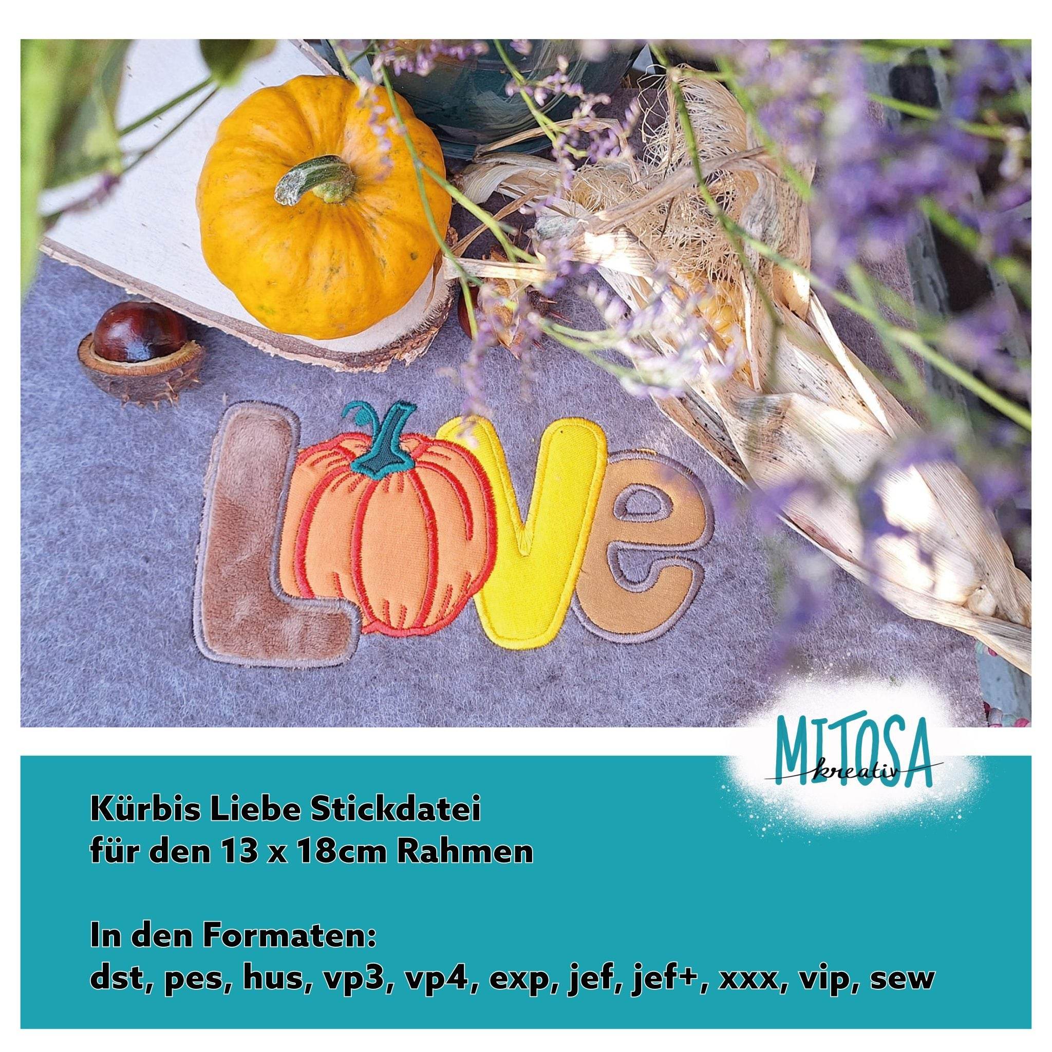 Stickdatei Kürbis Liebe 13 x 18cm - Sewando
