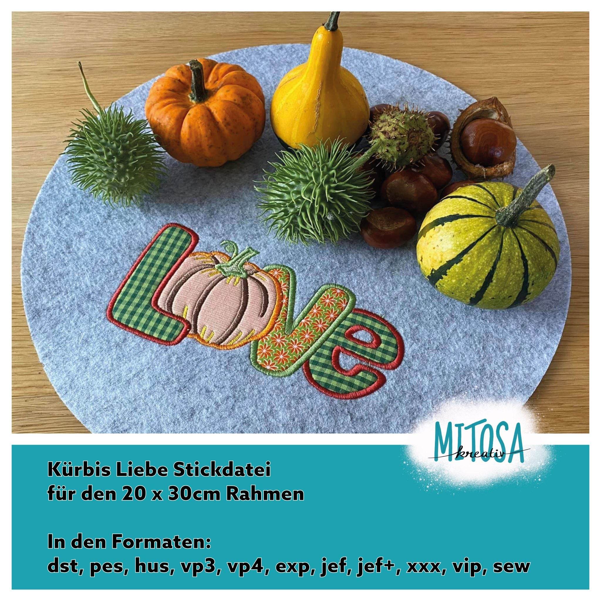 Stickdatei Kürbis Liebe 20 x 30 cm - Sewando