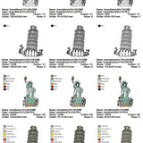 Stickdatei Set Reise Eifelturm Freiheisstatue Turm von Pisa Koffer - Sewando