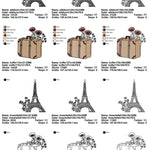 Stickdatei Set Reise Eifelturm Freiheisstatue Turm von Pisa Koffer - Sewando