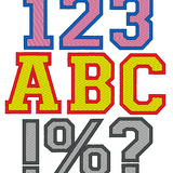 Stickdatei - 10cm College Buchstaben und Zahlen gefüllt Alphabet Zahl