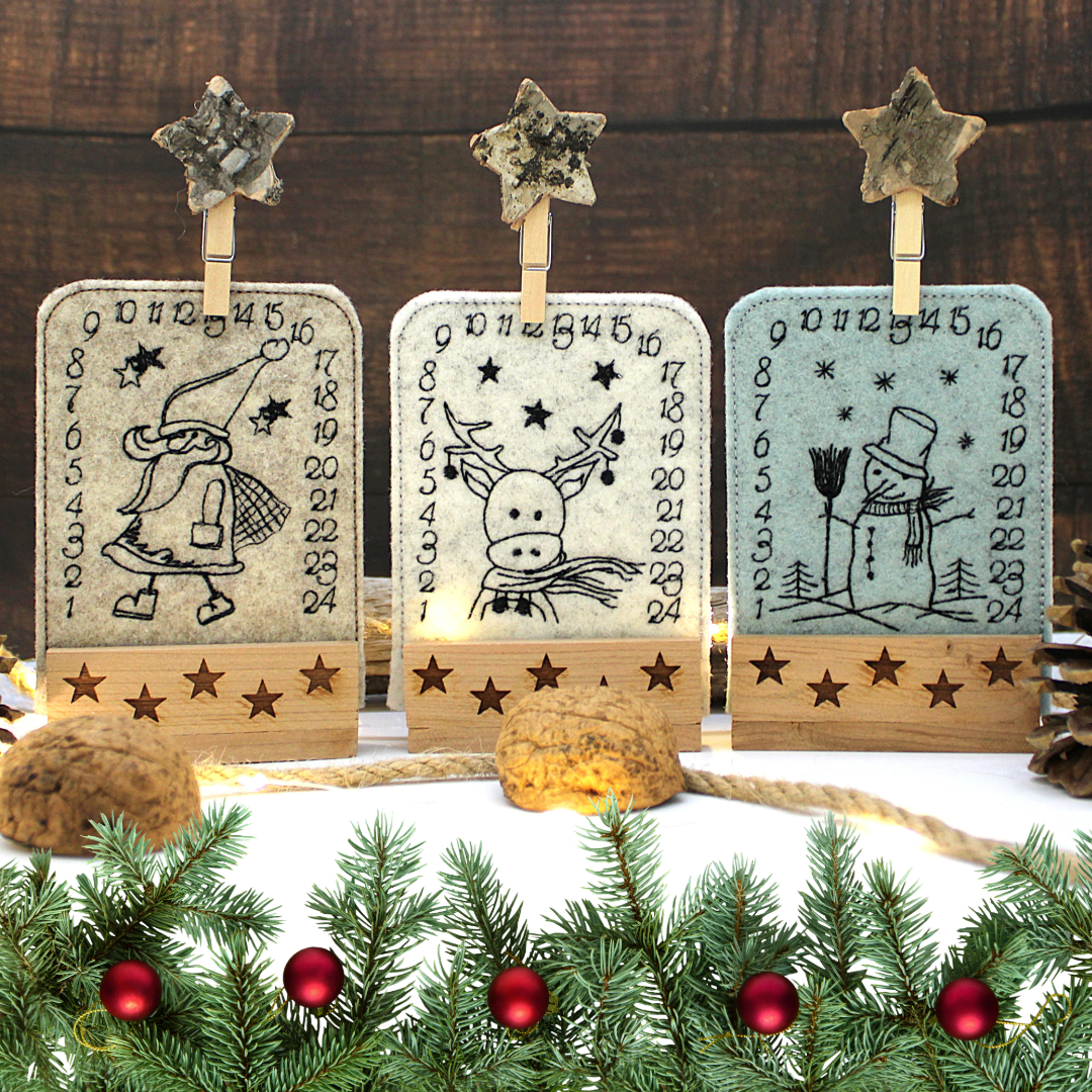 Tischadventskalender sticken mit der Stickmaschine