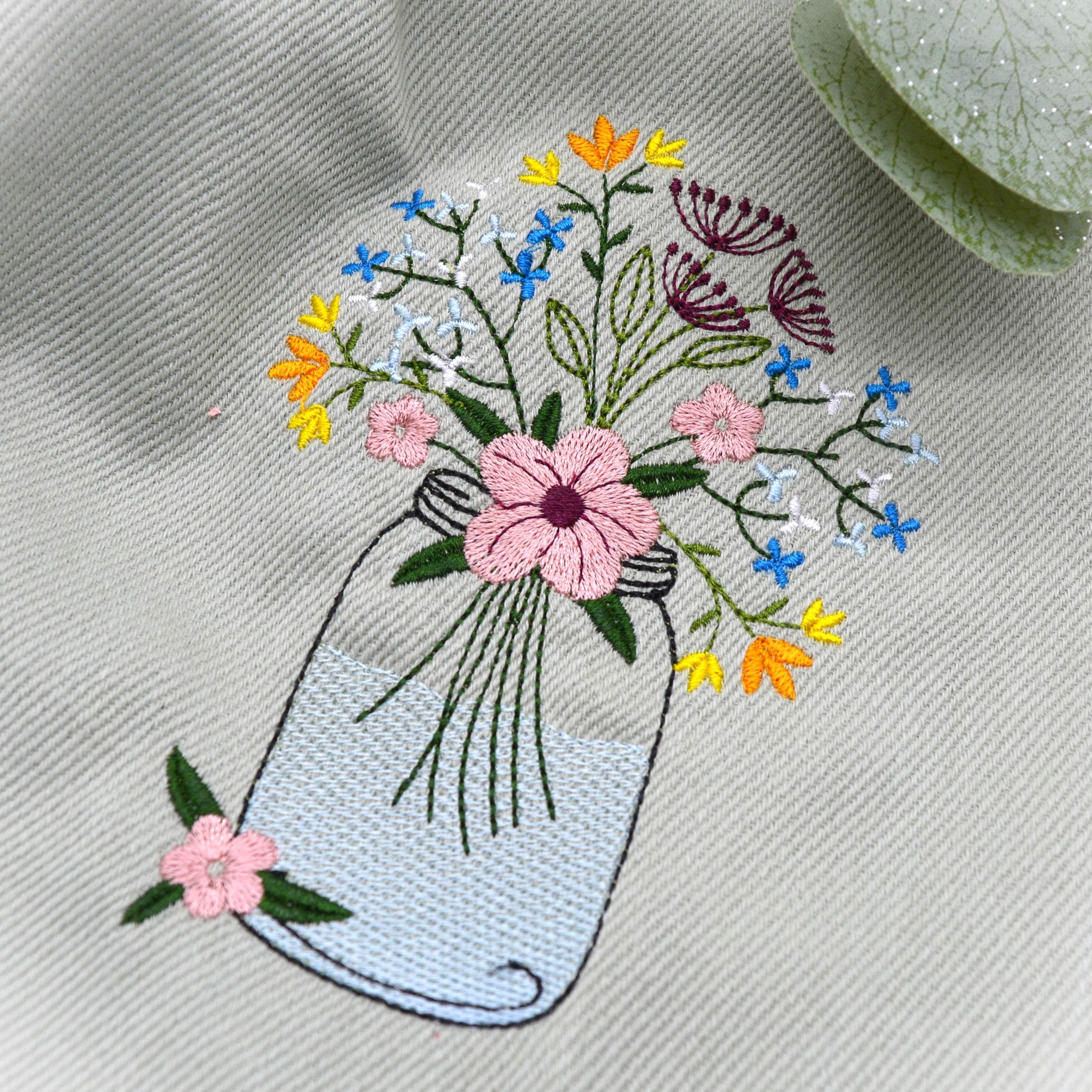 Stickdatei Vase Blumenglas Blumen - Sewando