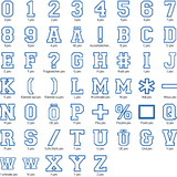 Stickdatei - 20cm College Buchstaben und Zahlen Alphabet Zahl