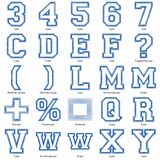 Stickdatei - 5cm College Buchstaben und Zahlen Alphabet Zahl