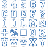 Stickdatei - 13cm College Buchstaben und Zahlen Alphabet Zahl