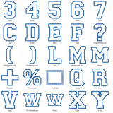 Stickdatei - 10cm College Buchstaben und Zahlen Alphabet Zahl