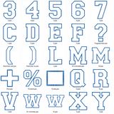 Stickdatei - 20cm College Buchstaben und Zahlen Alphabet Zahl