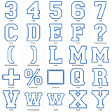 Stickdatei - 17cm College Buchstaben und Zahlen Alphabet Zahl