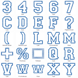 Stickdatei - 7,5cm College Buchstaben und Zahlen Alphabet Zahl