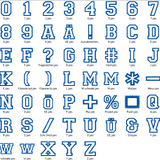 Stickdatei - 7,5cm College Buchstaben und Zahlen Alphabet Zahl