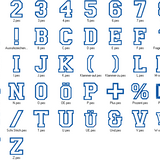 Stickdatei - 10cm College Buchstaben und Zahlen Alphabet Zahl