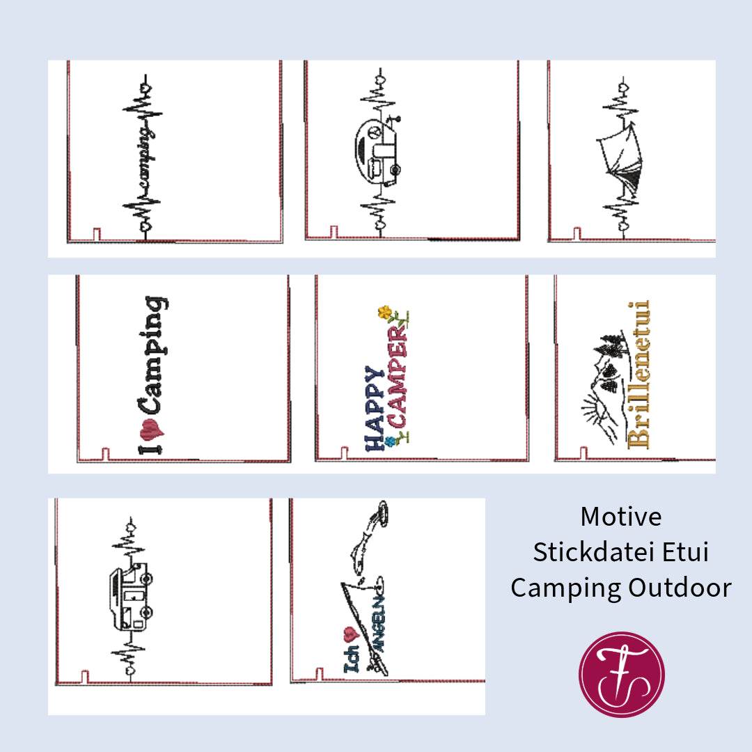 Stickdatei Etui Stifteetui Brillenetui SET camping outdoor angeln Berge - Sewando