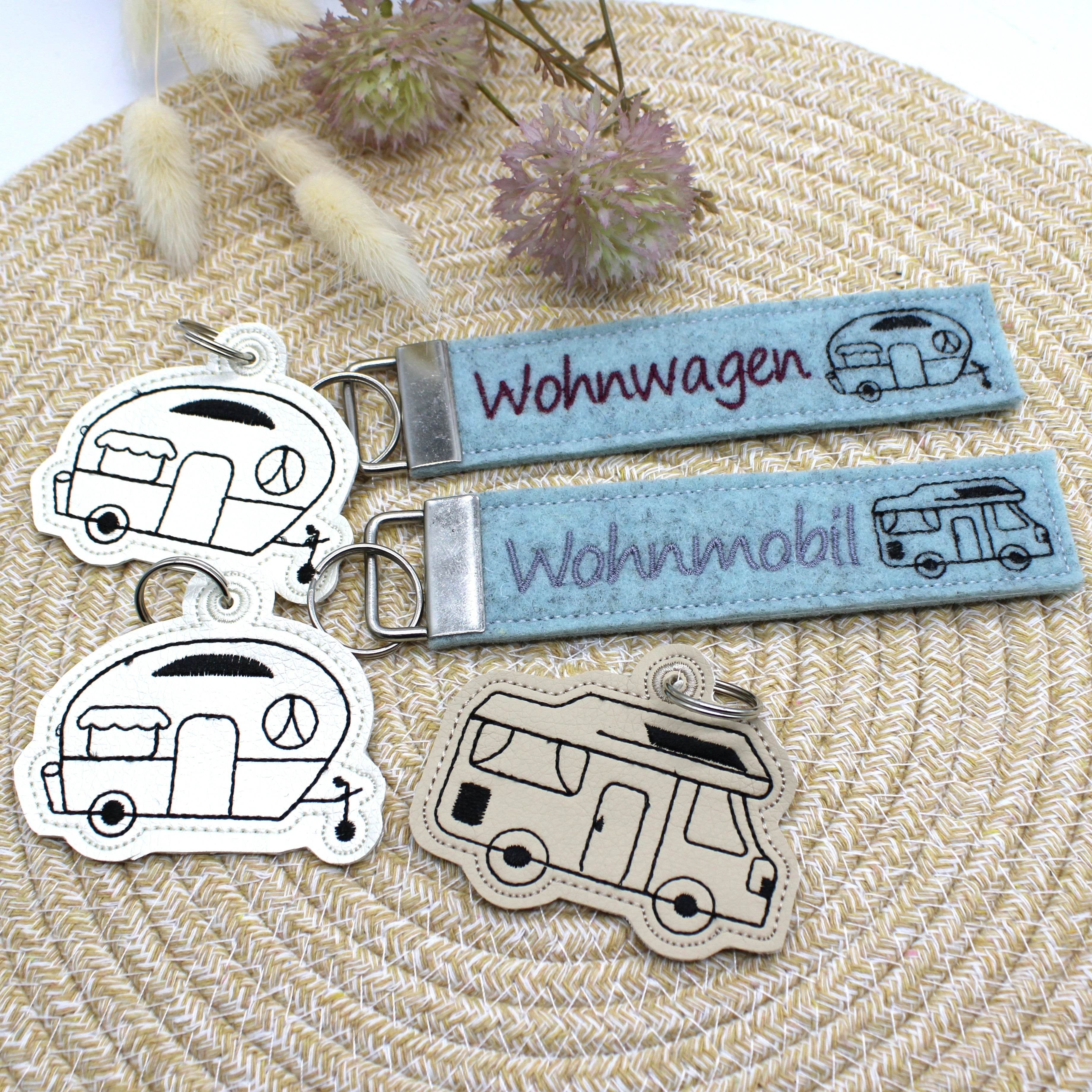 Stickdatei ITH Schlüsselanhänger Camping Wohnwagen Wohnmobil - Sewando