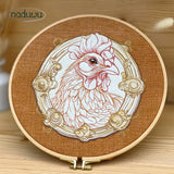 Stickdatei Chicken Button Set mit 7 Größen, Stickdatei Huhn in 3-D Optik