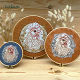 Stickdatei Chicken Button Set mit 7 Größen, Stickdatei Huhn in 3-D Optik