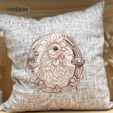 Stickdatei Chicken Button Set mit 7 Größen, Stickdatei Huhn in 3-D Optik
