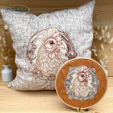 Stickdatei Chicken Button Set mit 7 Größen, Stickdatei Huhn in 3-D Optik
