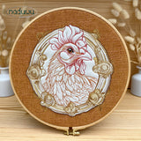 Stickdatei Chicken Button Set mit 7 Größen, Stickdatei Huhn in 3-D Optik